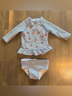 Baby Boden two piece strawberry 3-6 mo swimsuit